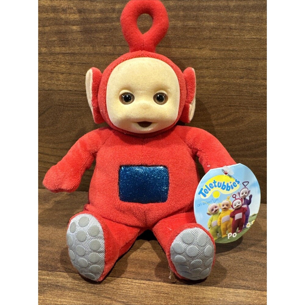 Teletubbies Po Red Sparkle Plush Stuffed Doll Spinner Baby Toy Eden Rubber Face